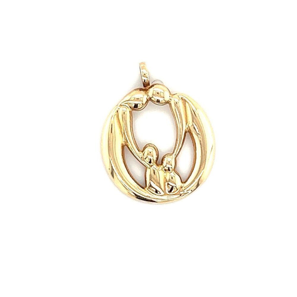 Gold-Tone Family Circle Pendant Necklace Charm